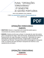 Disciplina Operações Ferroviária - Noite - 1° Bimestre - Aula 01 - 10 - 2021