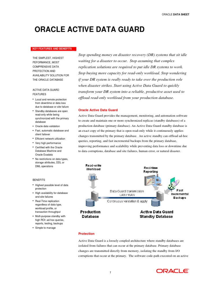 Active Data Guard 11g Datasheet | PDF