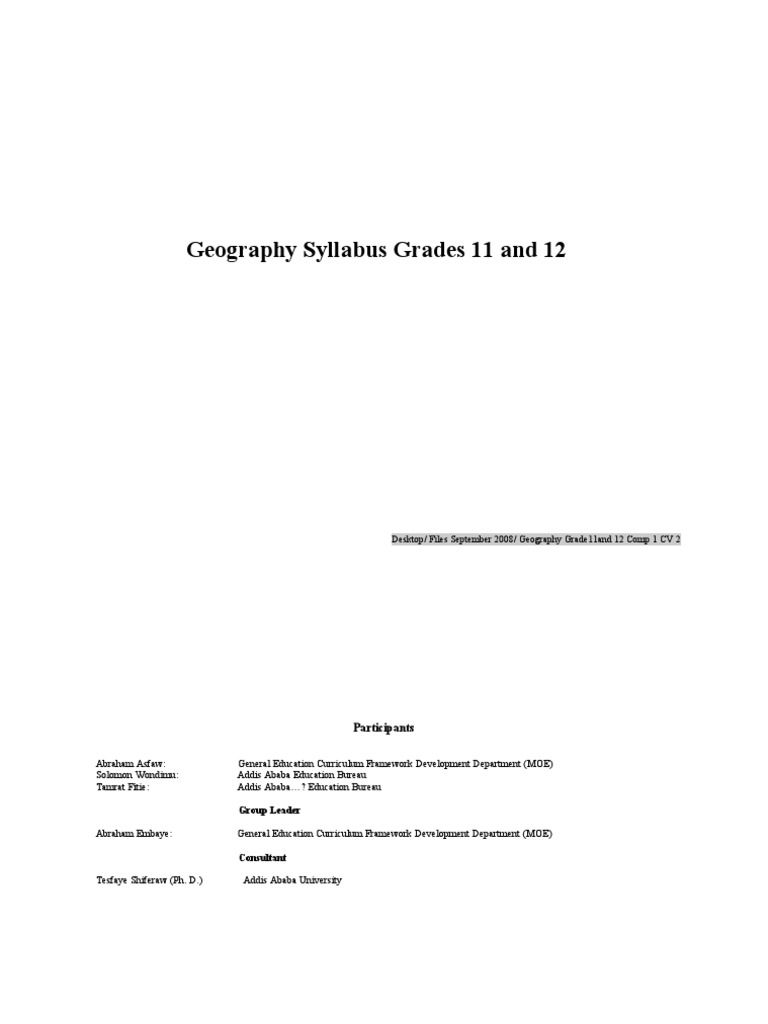 Geography Syllabus Grade 11 PDF Geographic Information System