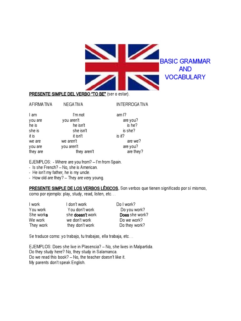 Basic English Grammar Guide | PDF