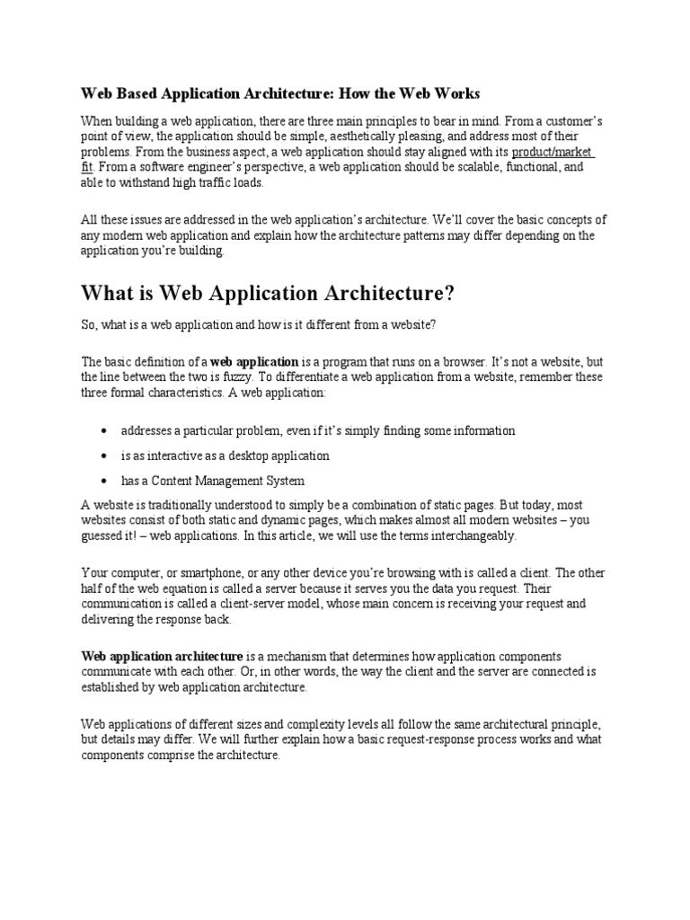 What Is Web Application Architecture? | PDF | Internet & Web | World ...