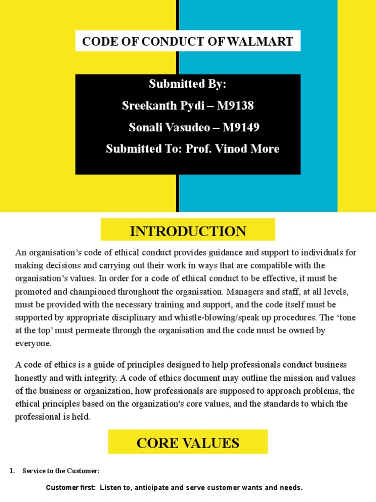 Code of Conduct of Walmart Updated PDF Employment Integrity