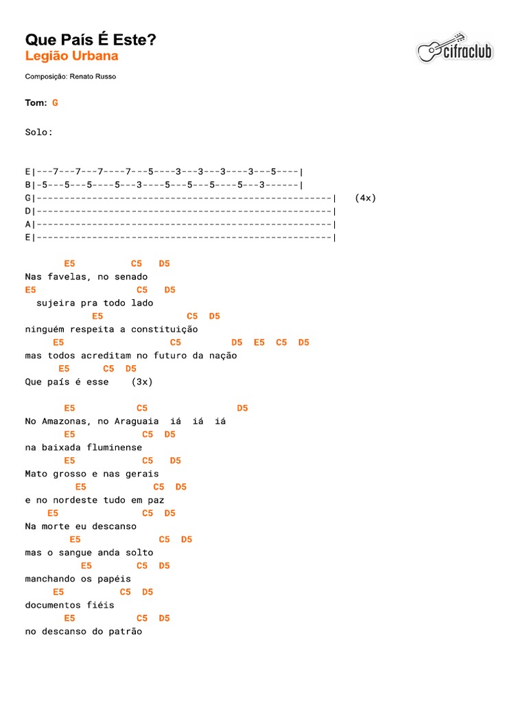 Cifra Club Legião Urbana Que País É Este PDF