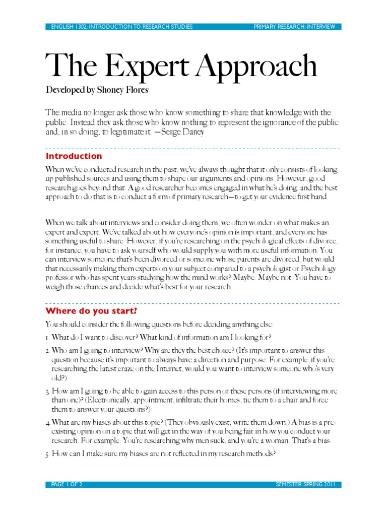 Expert Interview Techniques for Research | PDF | Interview | Expert
