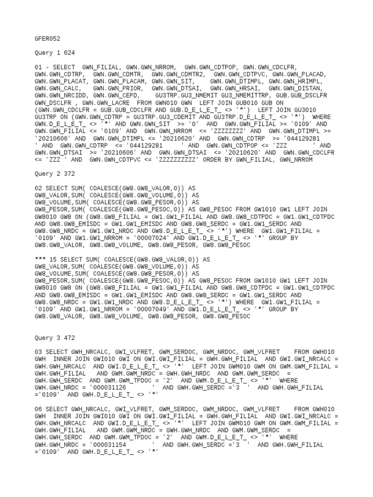 SQL Queries for Load Document Analysis | PDF | Technology & Engineering