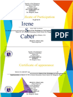 Irene S. Caber: Certificate of Participation