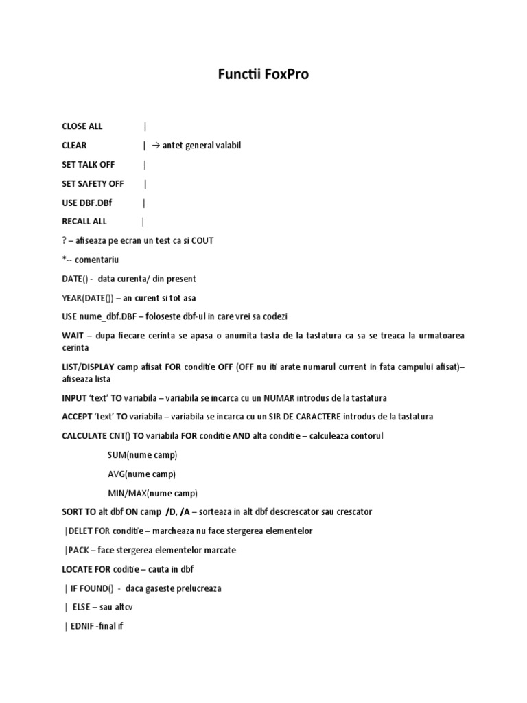 Functii FoxPro | PDF