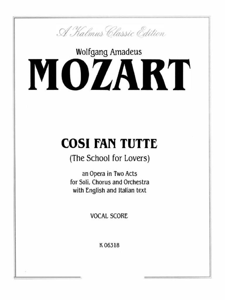 Cosi Fan Tutte Vocal Score PDF | PDF