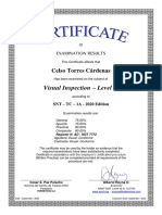 Exam results certificate visual inspection level 2