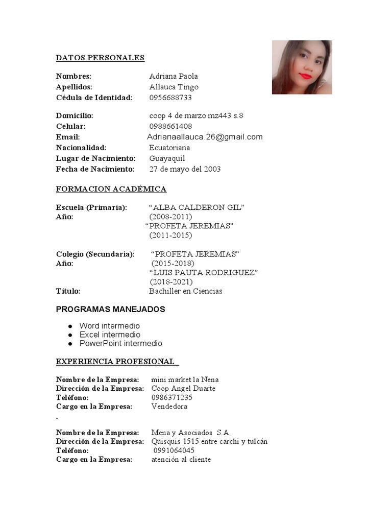 Adriana Curriculum PDF