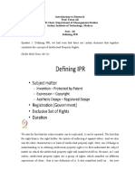 Introduction To Research Prof. Feroz Ali IPR Chair, Department of Management Studies Indian Institute of Technology, Madras Part - 02 Defining IPR