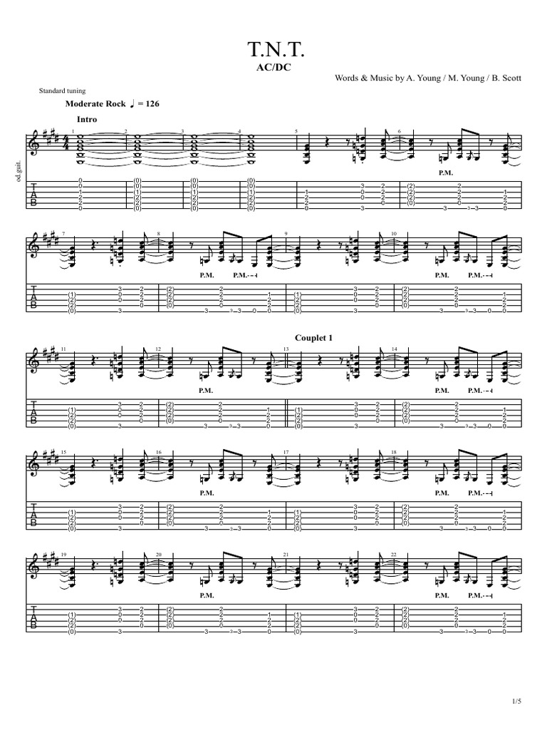 AC/DC T.N.T. Lyrics and Tabs | PDF | Sound Recording | Blues