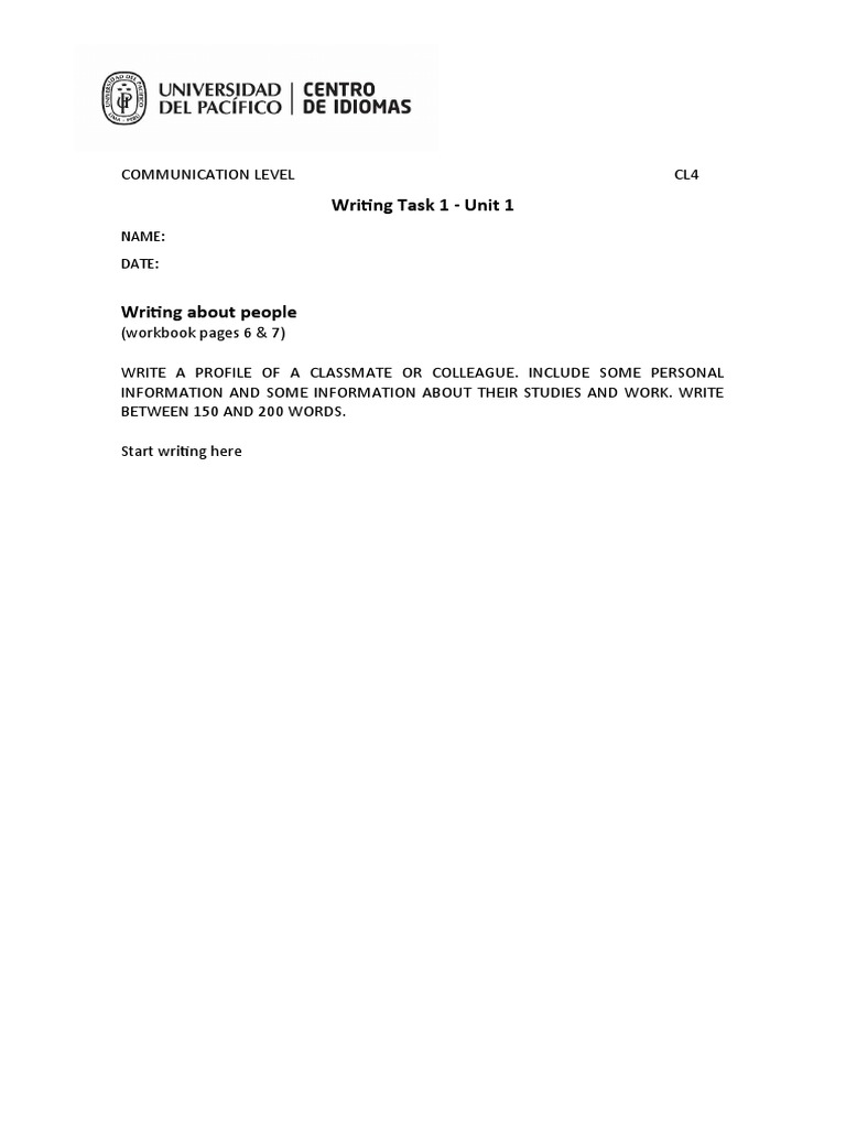 Classmate Profile Writing Task Guide | PDF