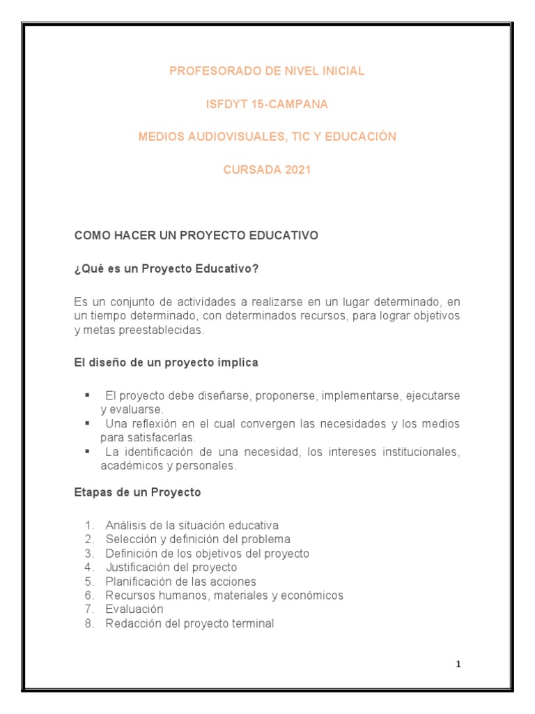 Como Hacer Un Proyecto Educativo | PDF | Planificación | Evaluación