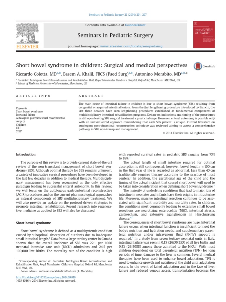 Pediatric Short Bowel Syndrome Management | PDF | Gastrointestinal ...