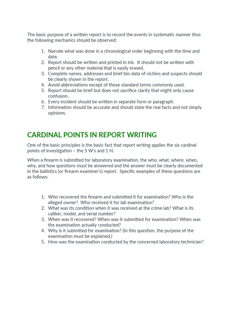 Cardinal Points in Report Writing | PDF | Social Science | Law