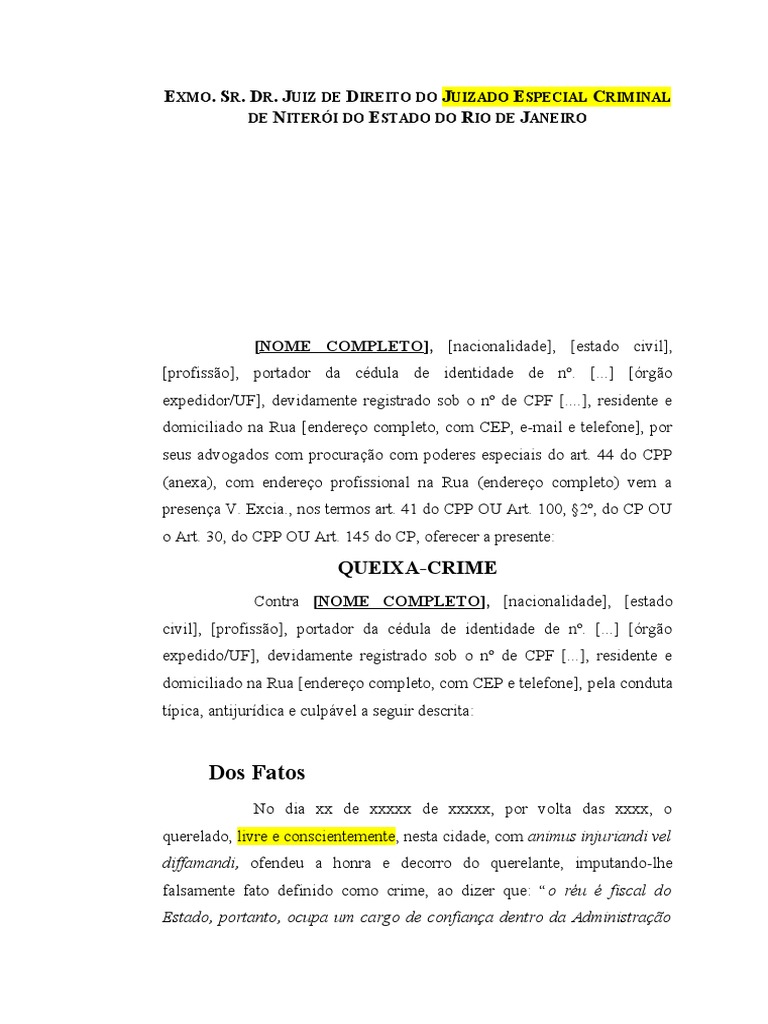 Modelo De Queixa , [Modelo] – AWSXXN