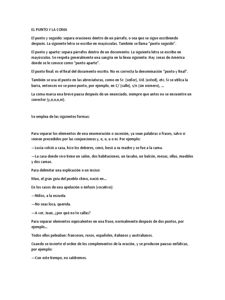 Uso del Punto y la Coma | PDF | Coma | Lingüística