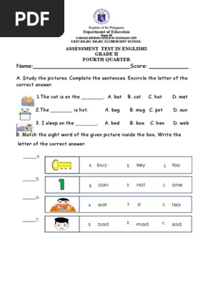 Fourth Quarter Assessment in English2-21