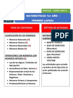 Formato de Planificación Matemáticas 1° Año - 1er LAPSO