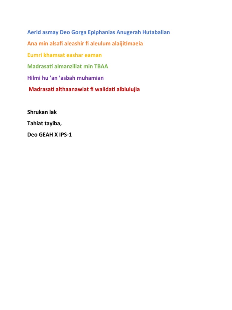 Perkenalan Dalam Bahasa Arab | PDF