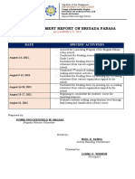 Accomplishment Report On Brigada Pabasa: Date Specific Activities