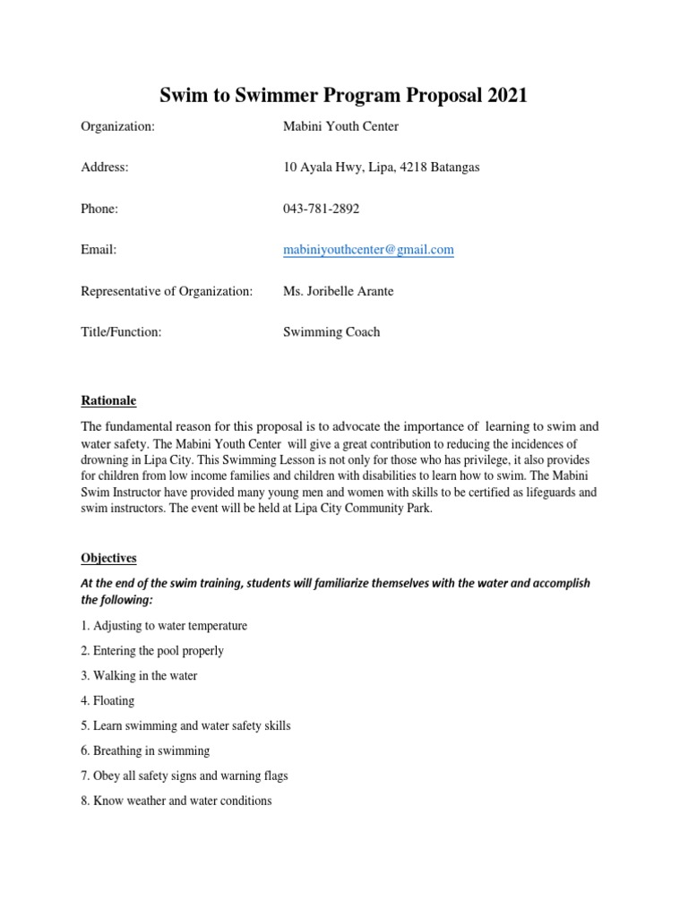 Arantejoribelle Proposal | PDF | Swimming | Water