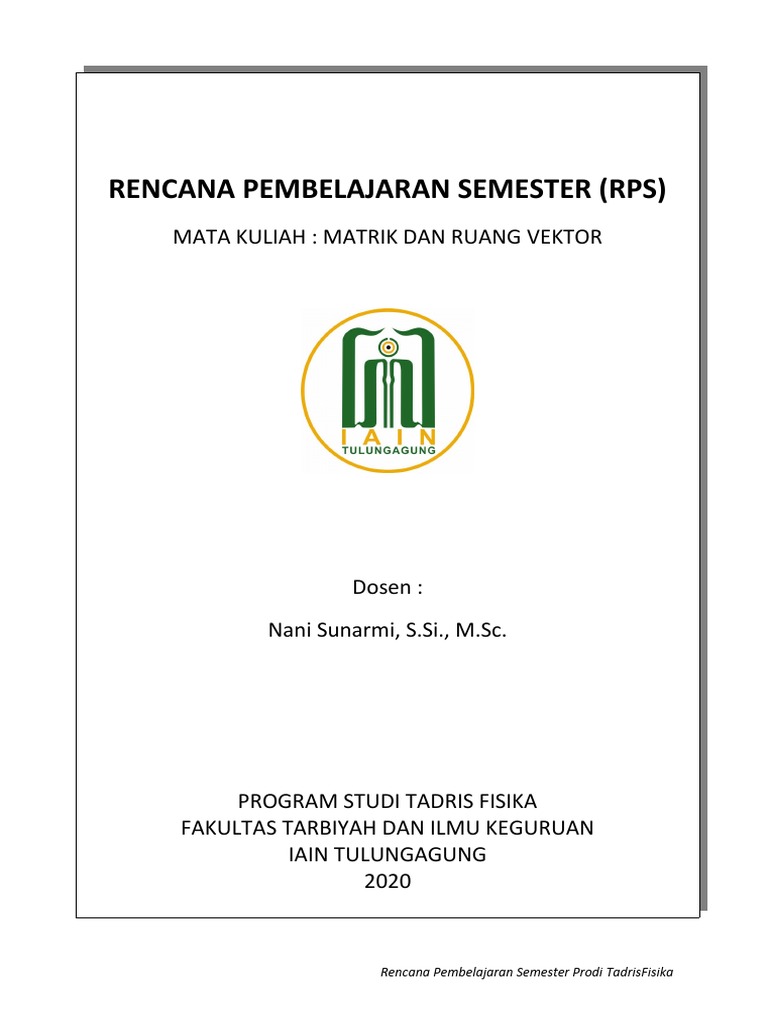 RPS Matrik & Ruang Vektor Tadris Fisika | PDF