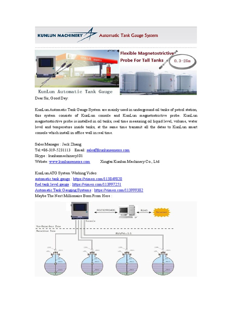 KunLun Oil Tank Float Gauge PDF Gasoline Metrology