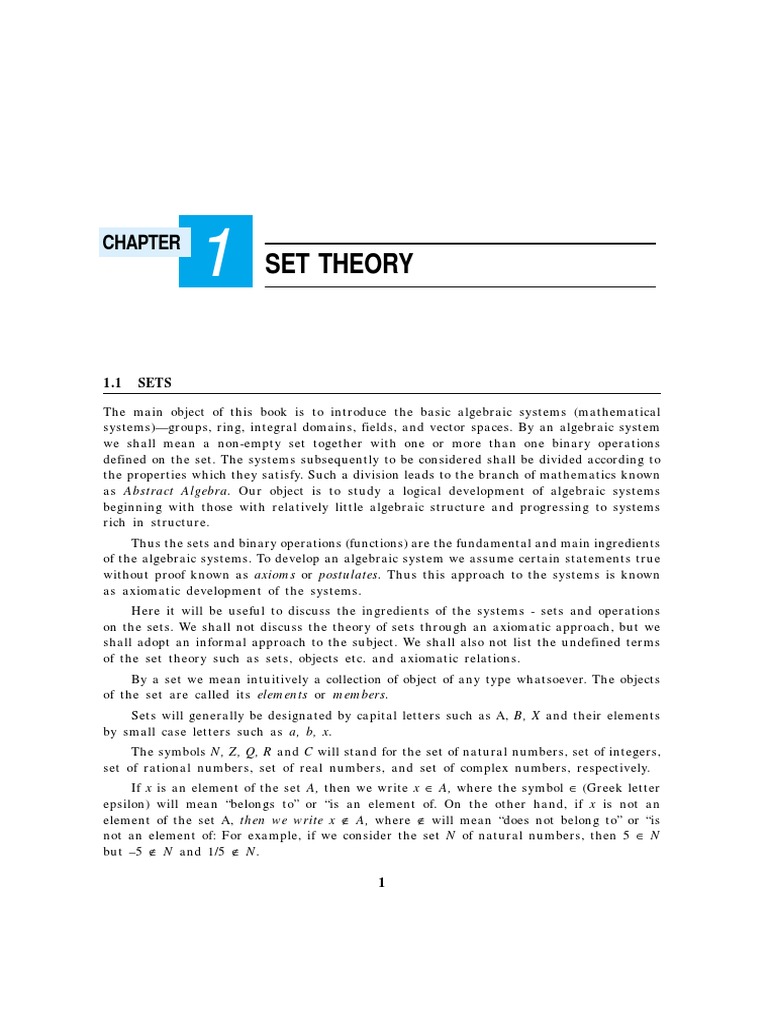 Set Theory: 1.1 SETS | PDF | Set (Mathematics) | Axiom