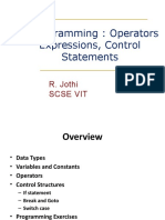 C Programming: Operators Expressions, Control Statements: R. Jothi Scse Vit