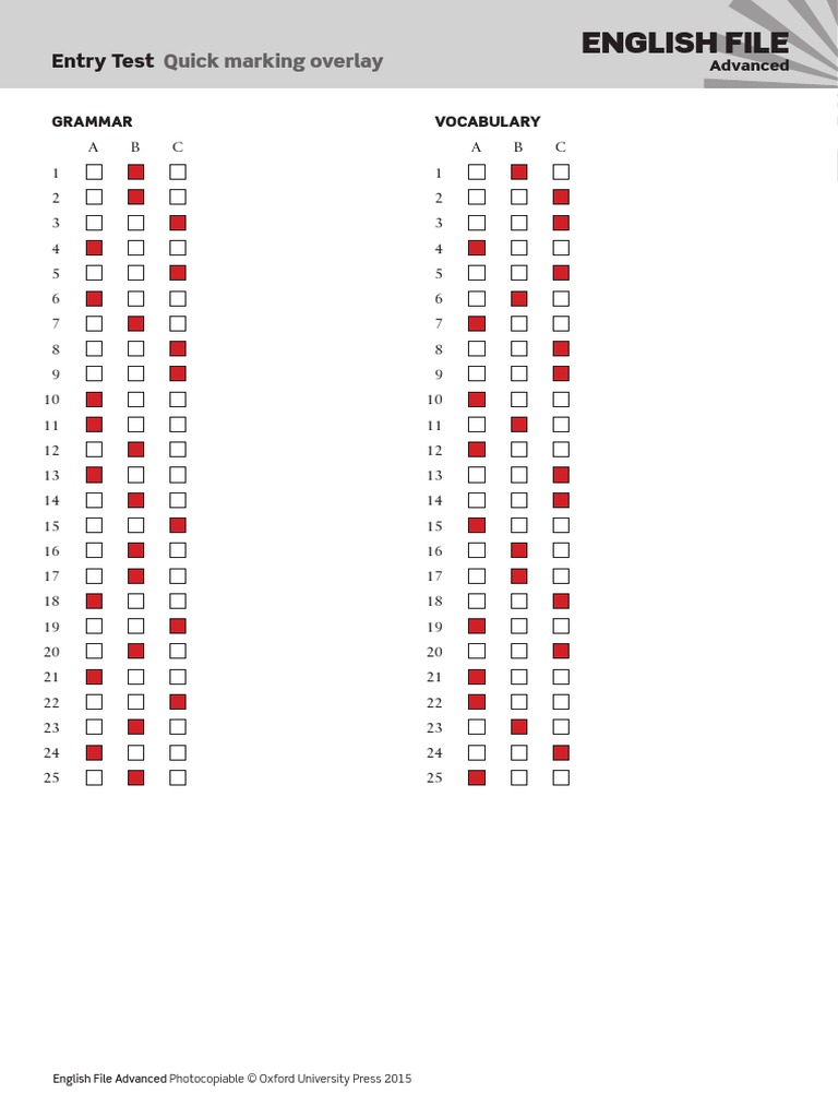 EF3e Adv Entry Test Marking Overlay | PDF