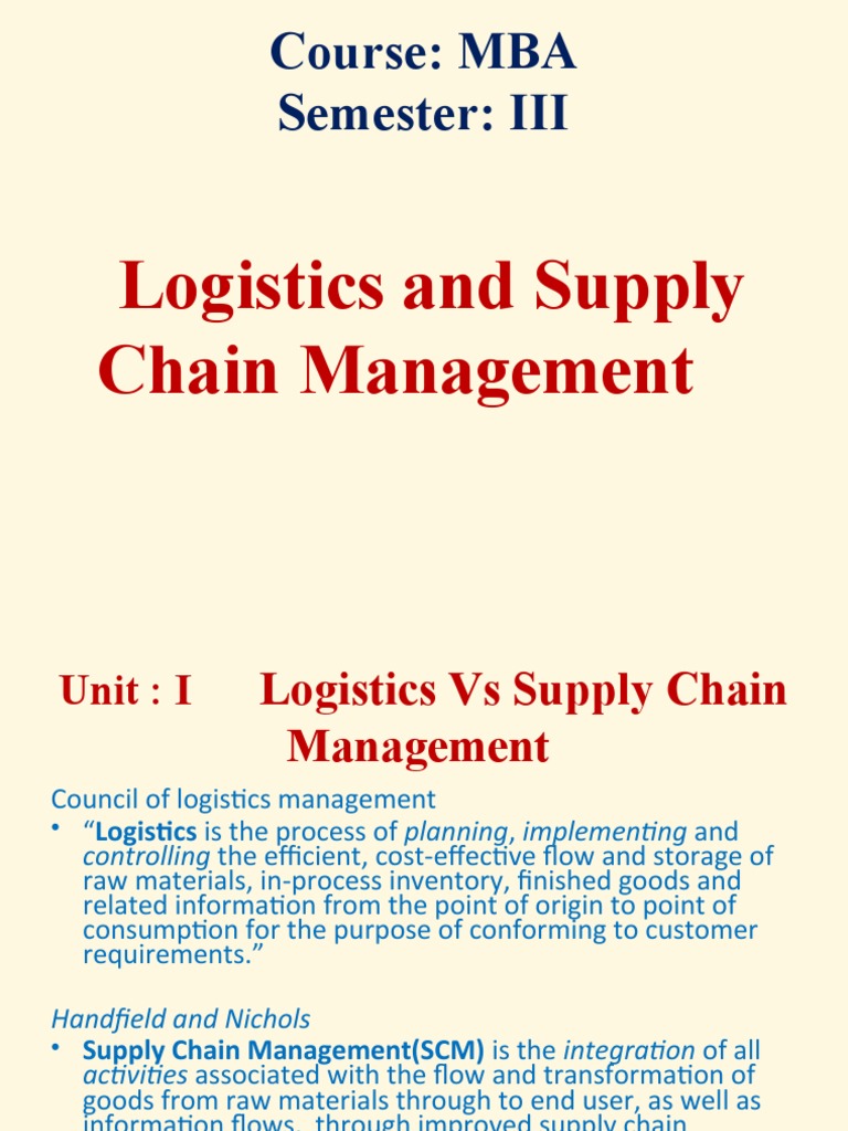 Logistics and Supply Chain Management Overview | PDF | Logistics ...