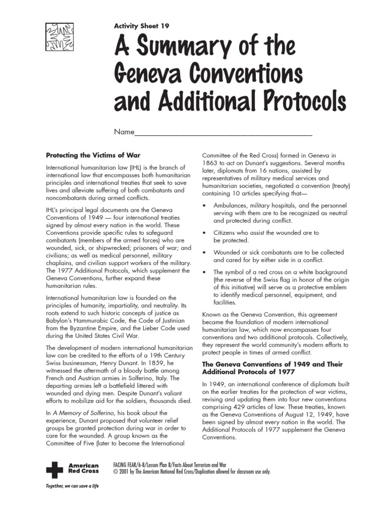 geneva conventions summary Geneva Conventions International