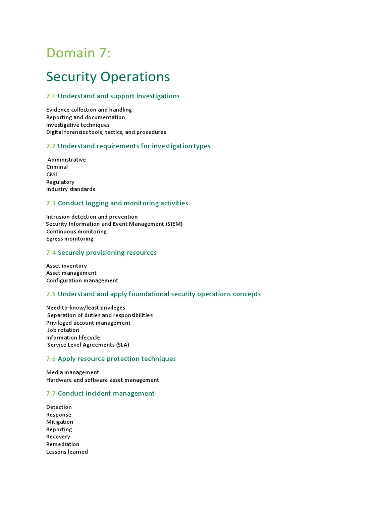 Security Operations: Domain 7 | PDF