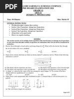 Bangalore Sahodaya Schools Complex Pre Board Examination 2021 Grade 12 (SET-1) (Subject: Physics