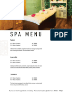 The Radh Spa Menu