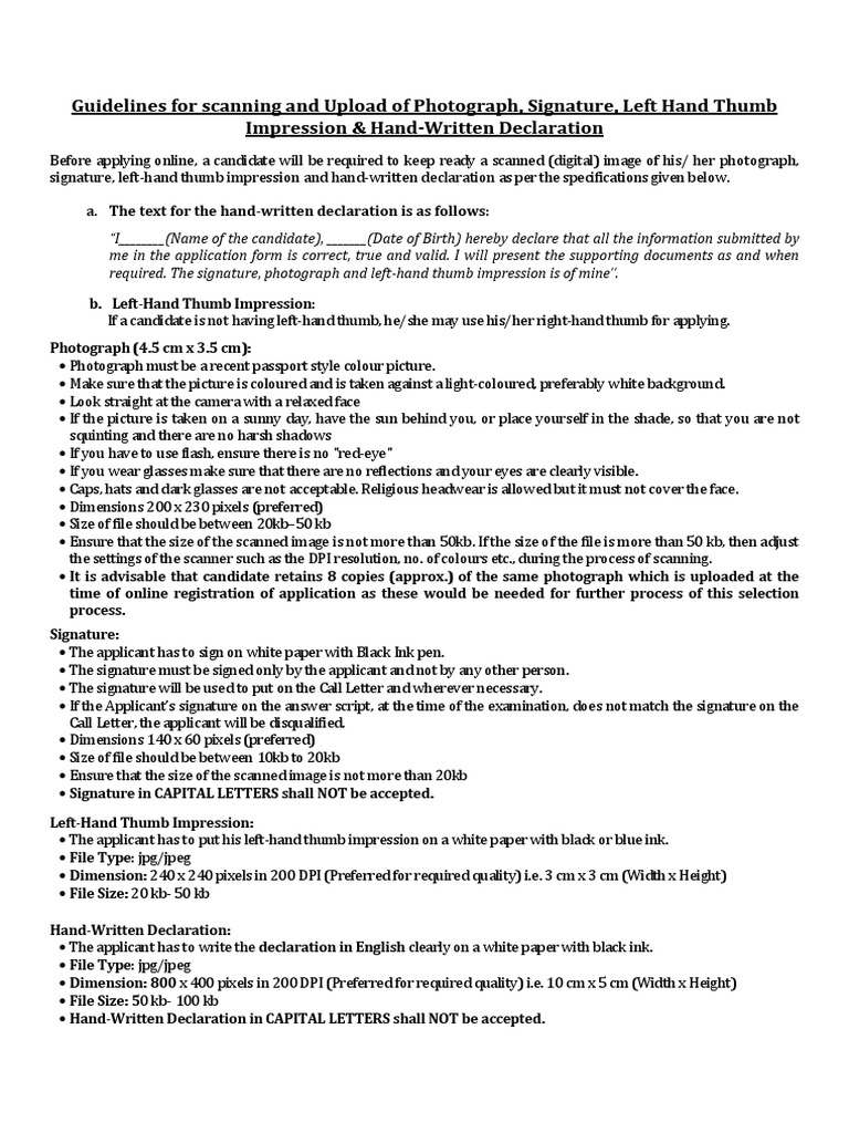 Photo Upload Guidelines for Candidates | PDF | Image Scanner | Computer ...