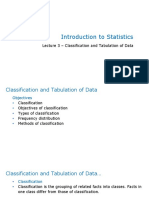 Lecture 3 - Classification and Tabulation of Data