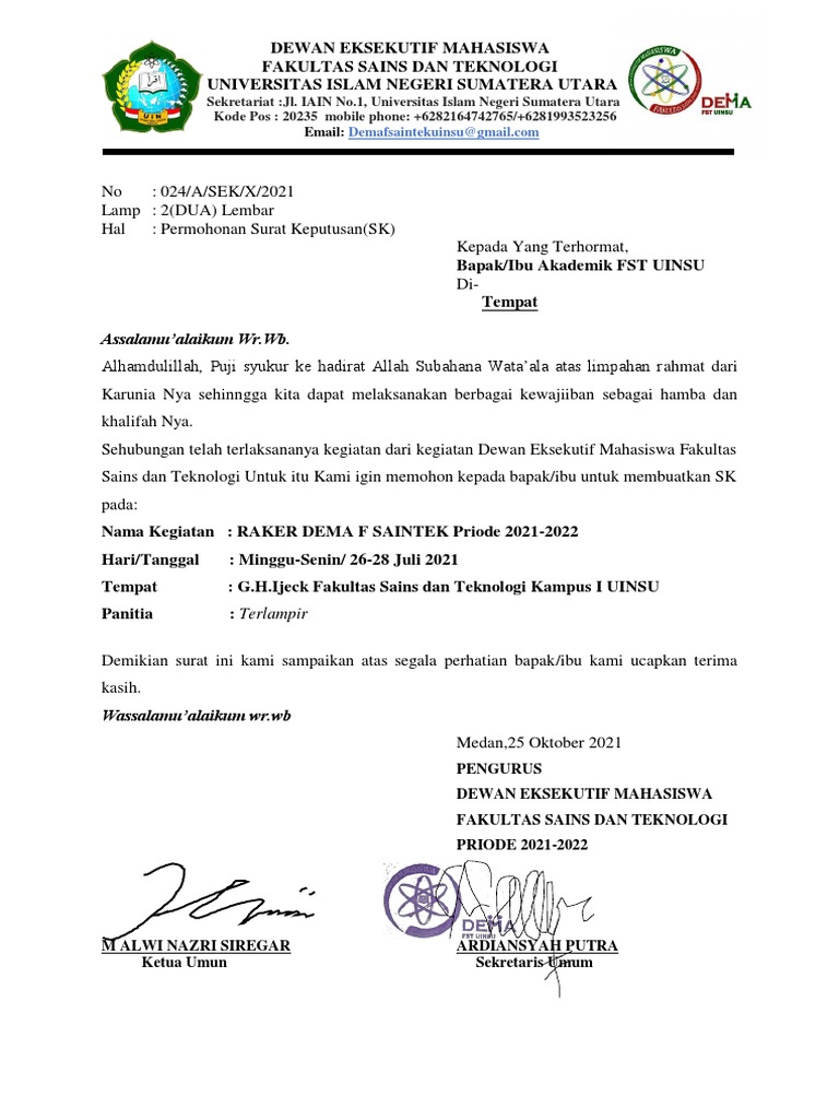 024.surat Permohonan Raker | PDF