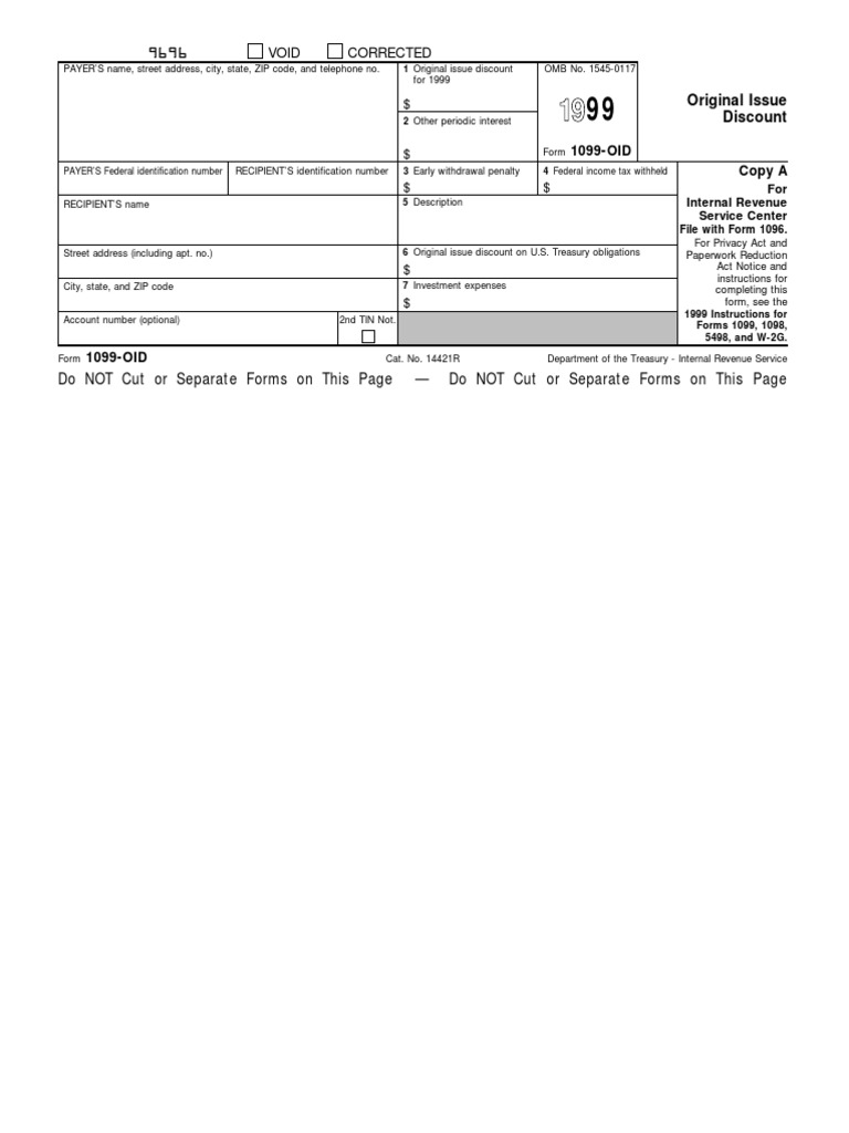1999 Form 1099-OID Instructions | PDF | Irs Tax Forms | Withholding Tax