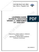Learning Guide Physical Education 11 Grade 11-Abm/Humss/Stem SY: 2020-2021