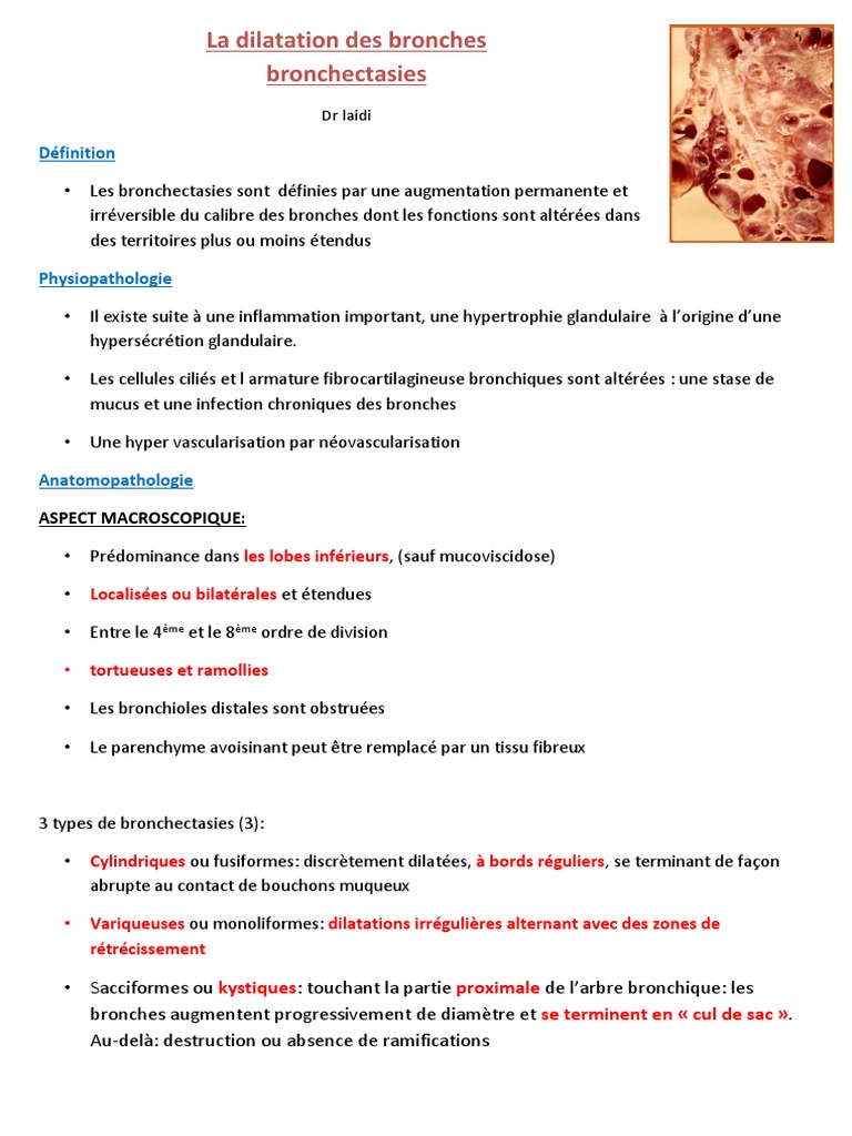5 - La Dilatation Des Bronches Bronchectasies | PDF | Maladies et ...