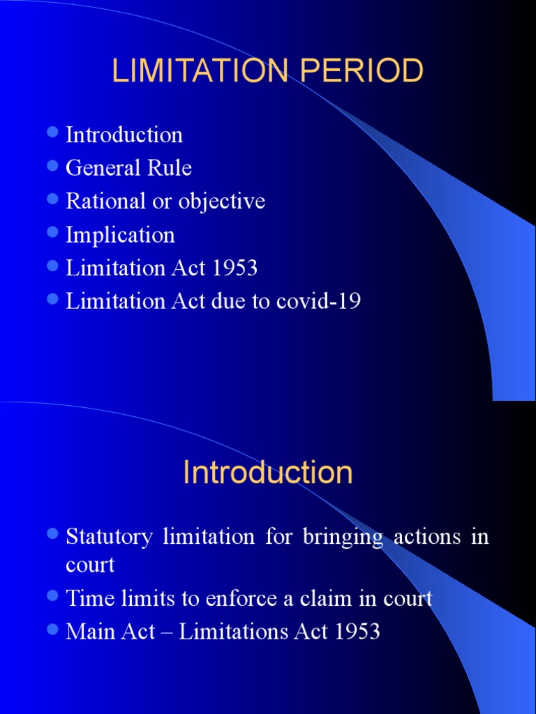 Limitation Period PDF Statute Of Limitations Pleading