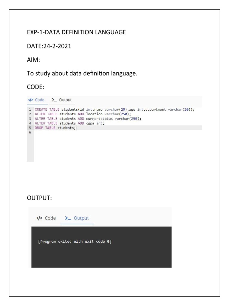 Data Definition Language Overview | PDF | Art | Technology & Engineering