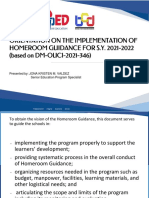 Orientation On The Implementation of Homeroom Guidance For SY 2021 2022