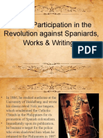 Rizal:: Participation in The Revolution Against Spaniards, Works & Writings