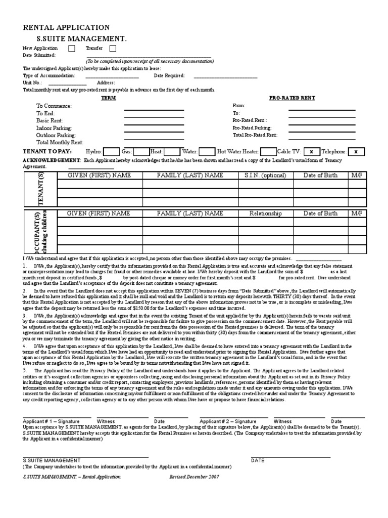 Rental Applications Suite. | PDF | Landlord | Lease