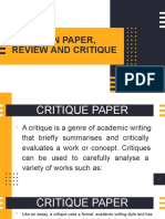 Reaction Paper, Review and Critique