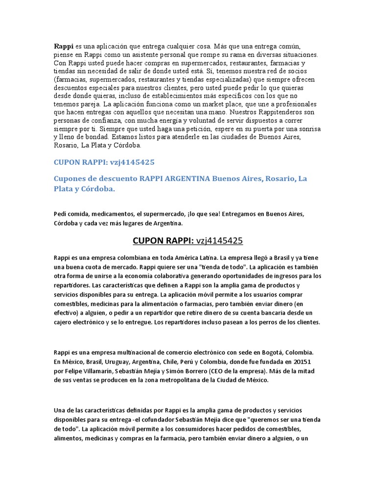Cupones Rappi Argentina Gratis PDF Cup n